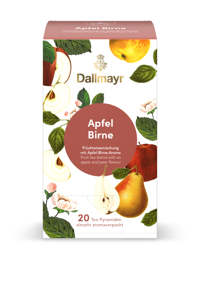 Dallmayr Tee  - Apfel - Birne Früchteteemischung im Pyramidenbeutel